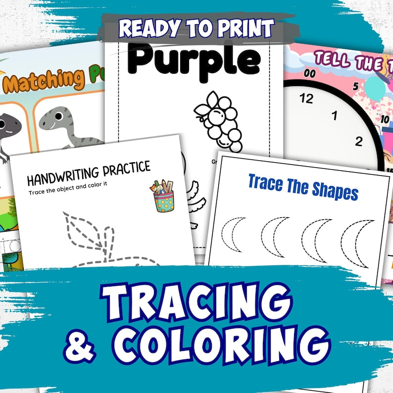 5000+ Preschool Pre-K + Kindergarten Learning Bundle, Activity Worksheets, Alphabet, Numbers, Shapes, Colors, Coloring pages, Do a Dot