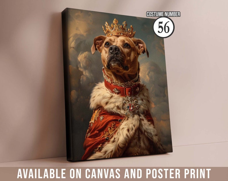 Custom Pet Portrait Painting Canvas, Renaissance Dog Portrait from Photo, Royal Pet King Portrait Painting Digital Art, Portrait Art Design