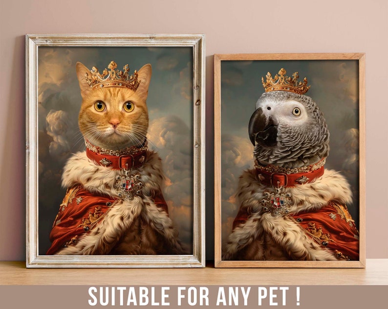 Custom Pet Portrait Painting Canvas, Renaissance Dog Portrait from Photo, Royal Pet King Portrait Painting Digital Art, Portrait Art Design
