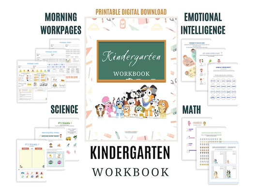 Kindergarten Curriculum Homeschool Workbook: Level 2 Learning, 220 Pages (Digital Download)