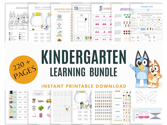 Kindergarten Curriculum Homeschool Workbook: Level 2 Learning, 220 Pages (Digital Download)