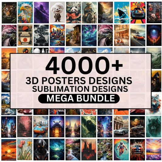 4000+ 3D Mega Bundle Posters Design, Midjourney Prompt Designs, Watercolor Designs, Digital Art Design, Animal Poster, T-Shirt Designs