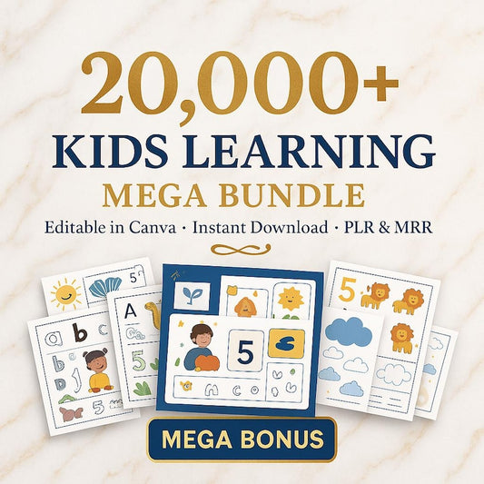 20,000+ Kids Learning Worksheets: Mega Bundle PLR MRR (Digital Download)