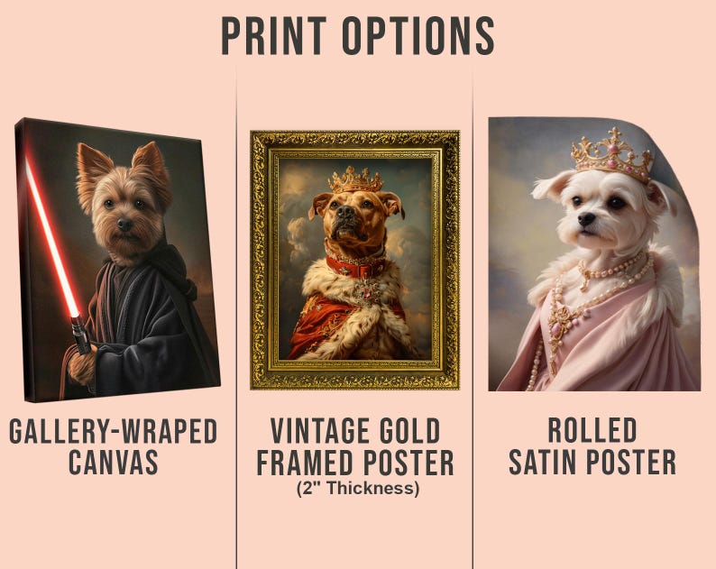 Custom Pet Portrait Painting Canvas, Renaissance Dog Portrait from Photo, Royal Pet King Portrait Painting Digital Art, Portrait Art Design