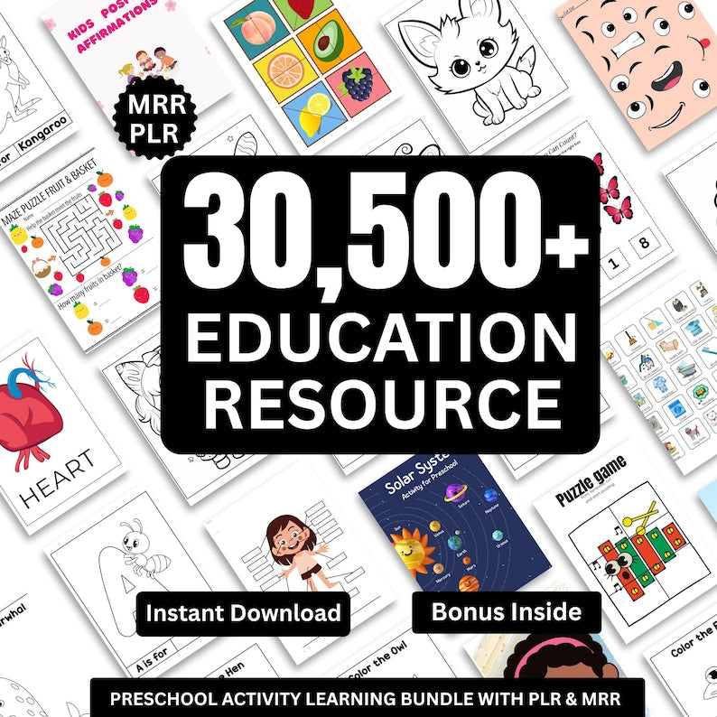 Kids Learning & Classroom Activities Bundle |Teachers Parents Worksheets For Kids | DFY Digital Product Bundle| PLR MRR Master Resell Rights