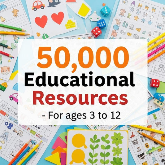 50,000+ Kids Educational Printables Bundle – Worksheets, Activities, Books & Materials | PLR MRR DFY Digital Product for Resale